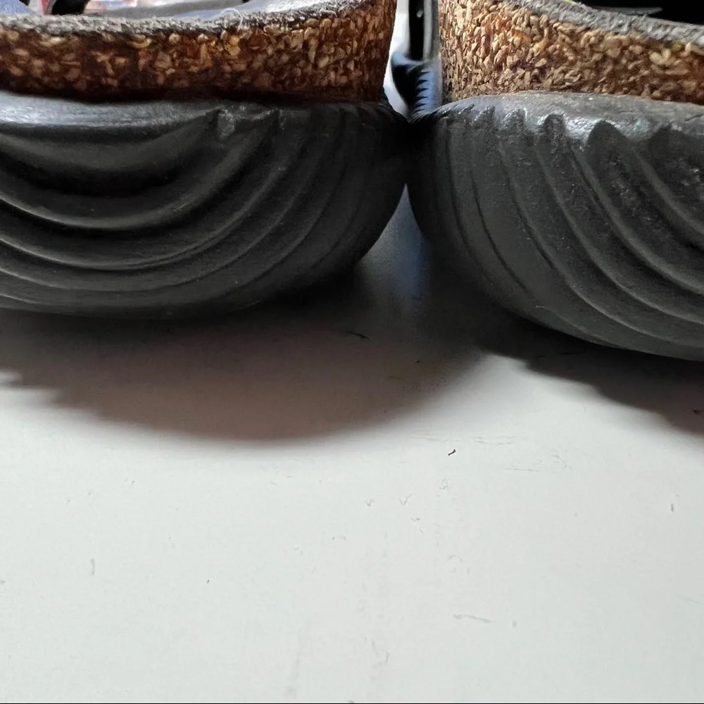 MEPHISTO Black slip-on sandals. Well loved. Size 6-1/2. Leather in good shape